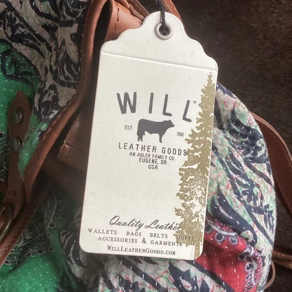 WILL Leather Goods Multi Colored Leather Cross Slouch Gather Drawstring Backpack - Picture 6 of 12